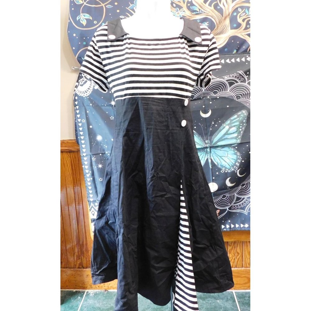 Black And White Striped Pinup Dress